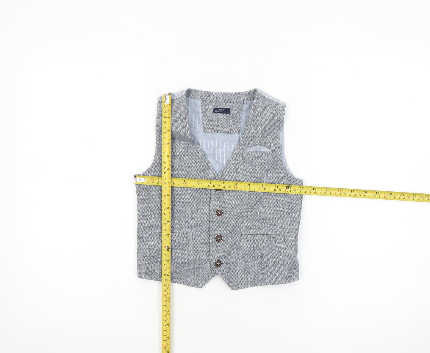 Next Boys Grey Linen Cotton Waistcoat 4-5 Years Formal Wedding Suit Vest
