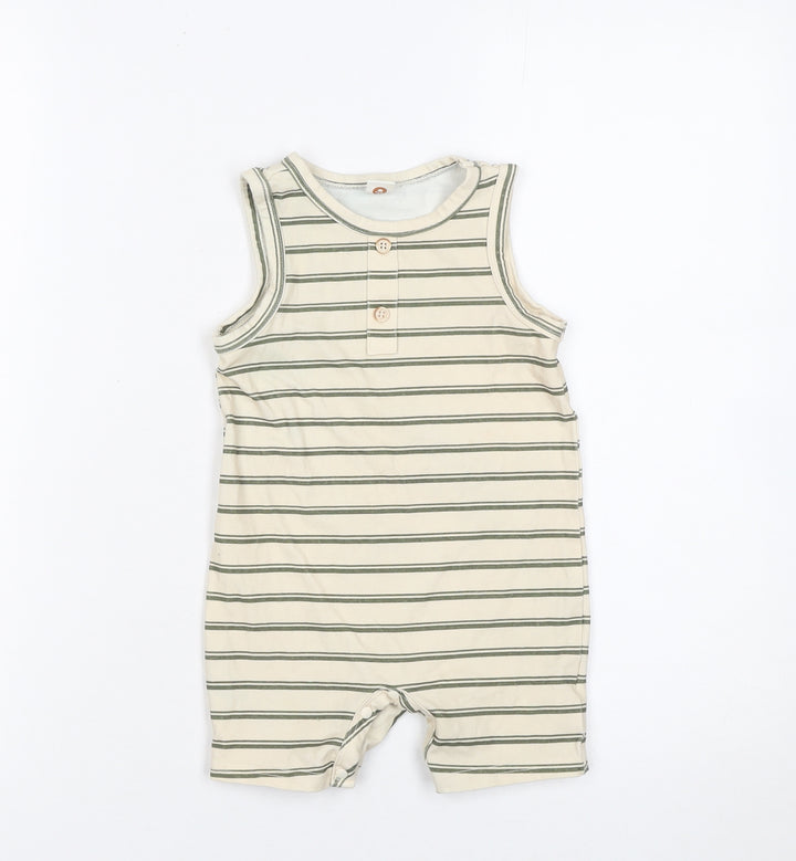 Cozy Cub Beige Striped Romper Unisex Baby 18-24 Months Sleeveless Jersey