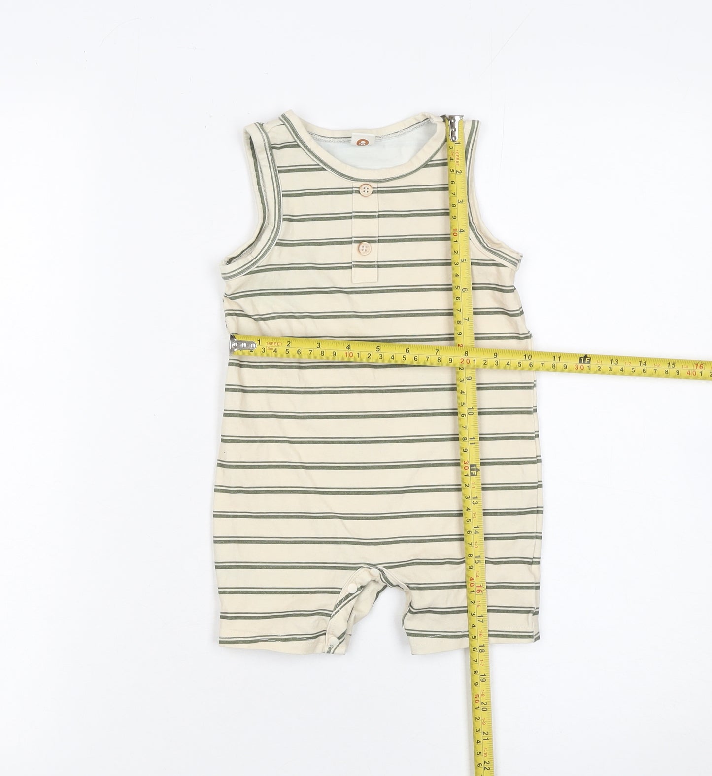 Cozy Cub Beige Striped Romper Unisex Baby 18-24 Months Sleeveless Jersey