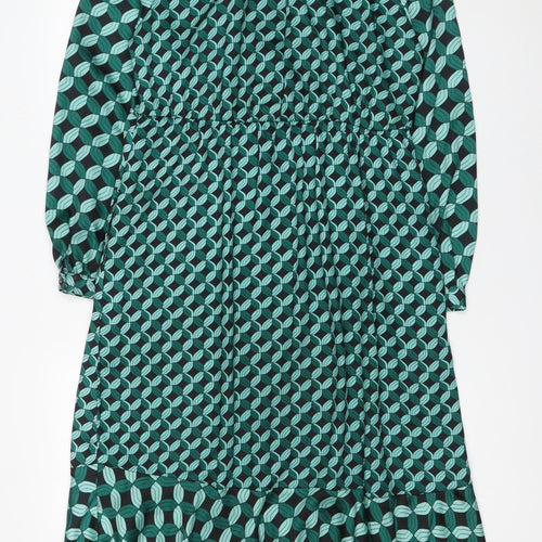 Gallery Women Green Geometric Midi A-Line Dress UK 12