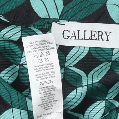 Gallery Women Green Geometric Midi A-Line Dress UK 12