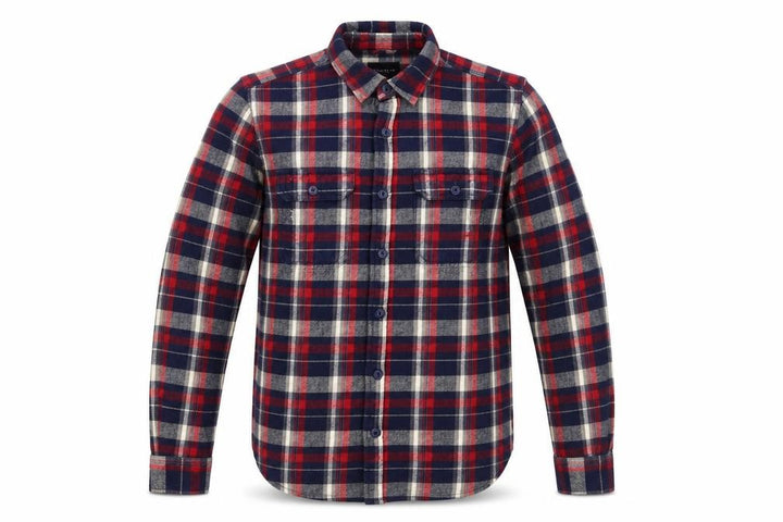 Pull&Bear Men's Red Navy Check Flannel Button-Up Shirt Size S