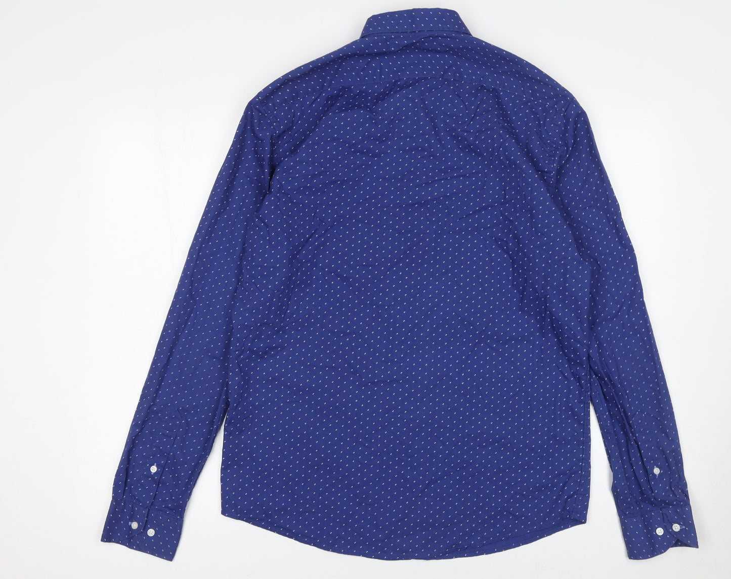 Sfera Men Blue Regular Fit Button-Up Polka Dot Long Sleeve Shirt M
