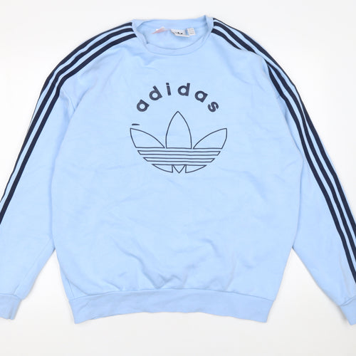Adidas Boys Blue Crew Neck Pullover Sweatshirt 14-15 Years Logo Jersey