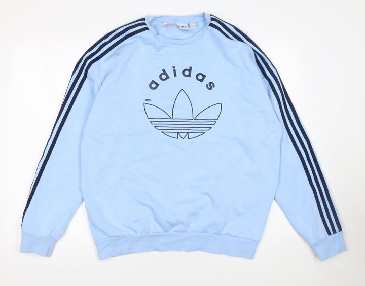 Adidas Boys Blue Crew Neck Pullover Sweatshirt 14-15 Years Logo Jersey