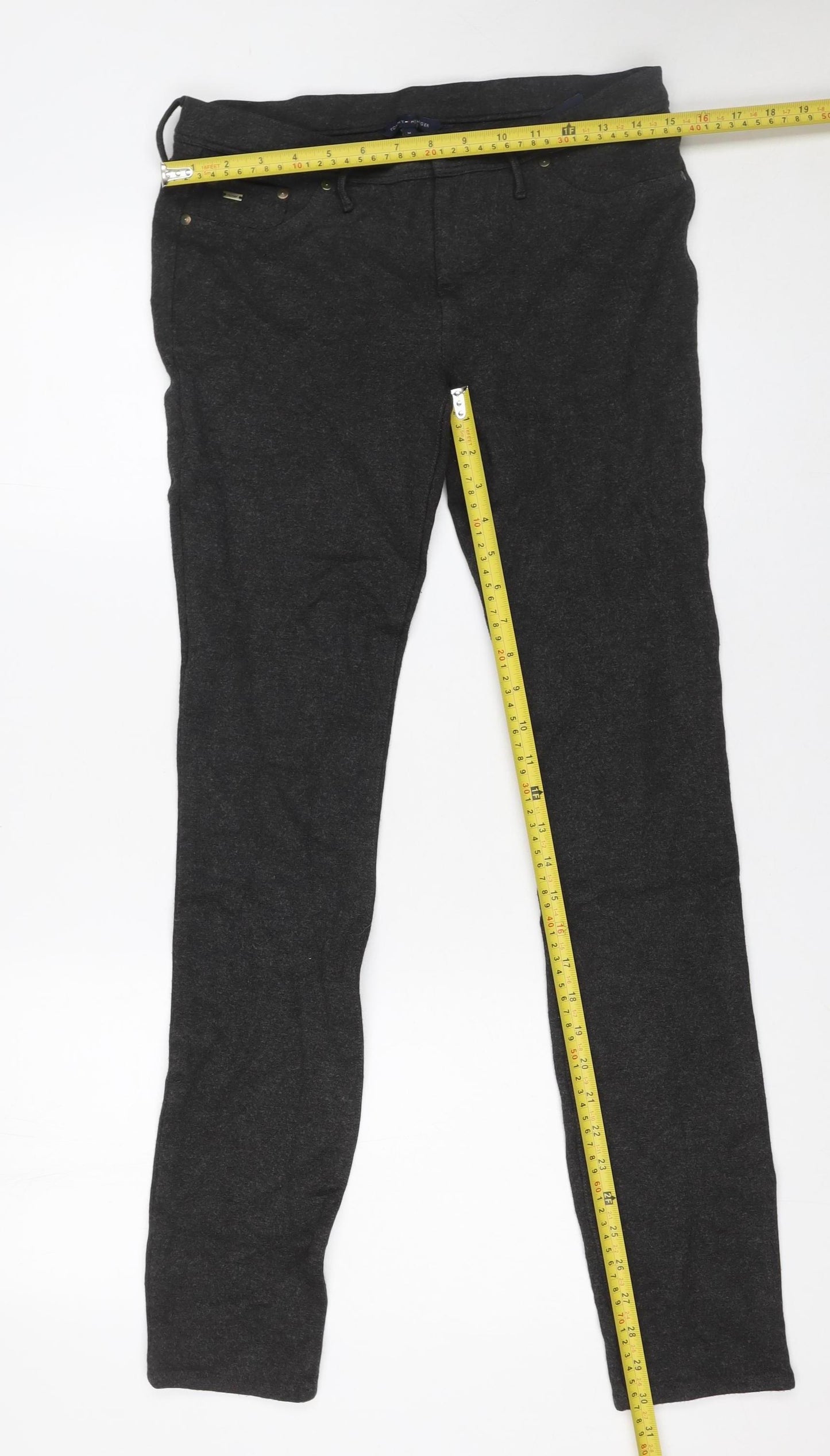 Tommy Hilfiger Women's Charcoal Skinny Trousers M Viscose Blend