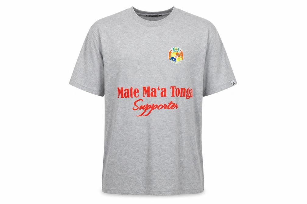 Front view of Screen Men’s Grey Mate Ma’a Tonga Supporter Graphic T-Shirt XL