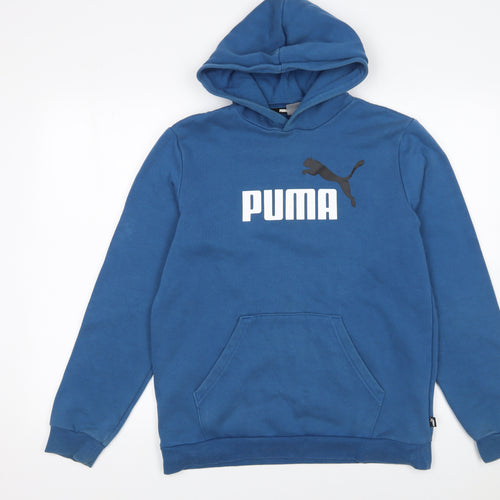 Puma Boys Blue Pullover Hoodie 15-16 Years Regular Fit Fleece Sweatshirt