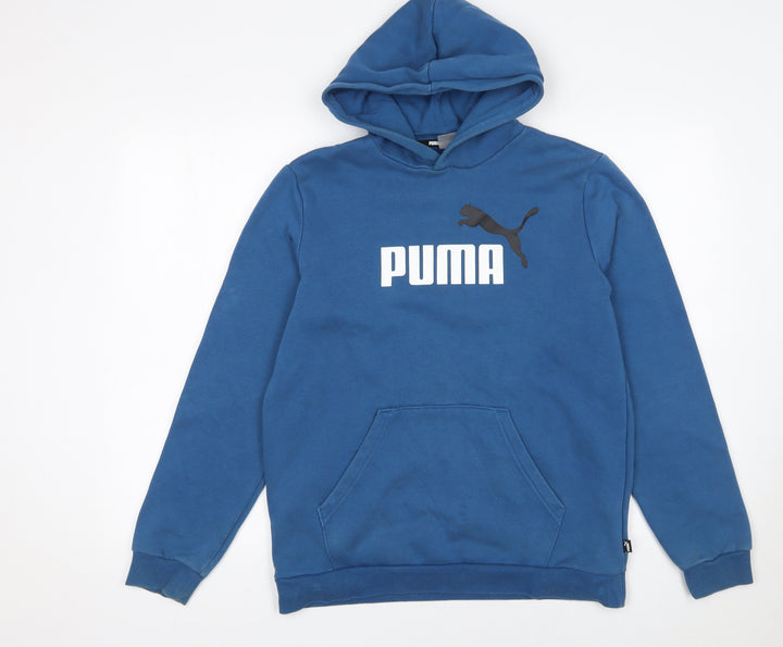 Puma Boys Blue Pullover Hoodie 15-16 Years Regular Fit Fleece Sweatshirt