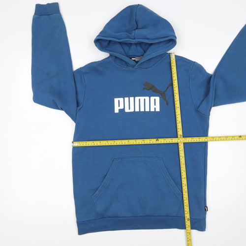 Puma Boys Blue Pullover Hoodie 15-16 Years Regular Fit Fleece Sweatshirt