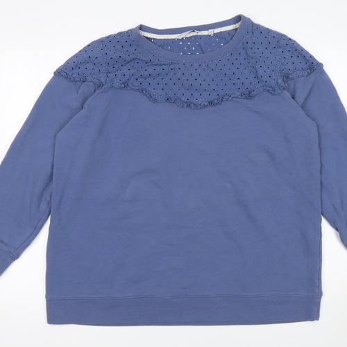 Next Women Blue Lace Yoke Long Sleeve Pullover Sweatshirt Size 22