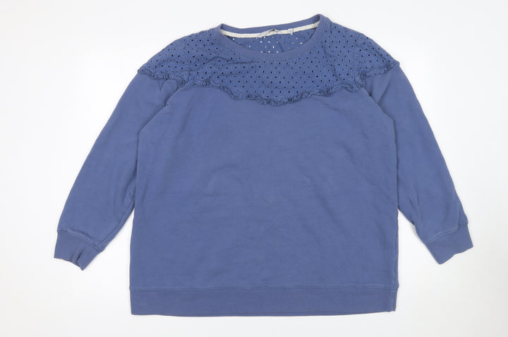 Next Women Blue Lace Yoke Long Sleeve Pullover Sweatshirt Size 22