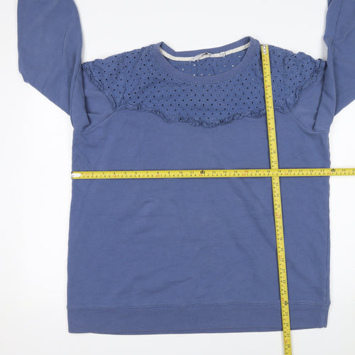 Next Women Blue Lace Yoke Long Sleeve Pullover Sweatshirt Size 22