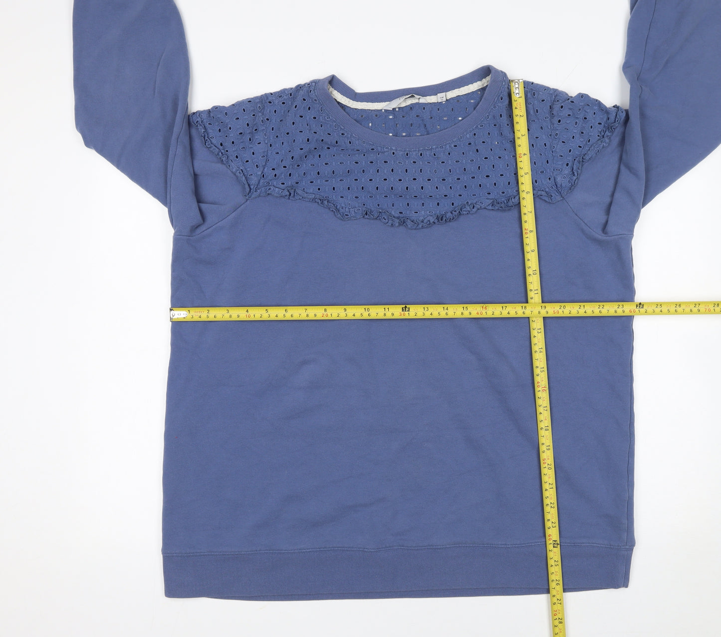 Next Women Blue Lace Yoke Long Sleeve Pullover Sweatshirt Size 22