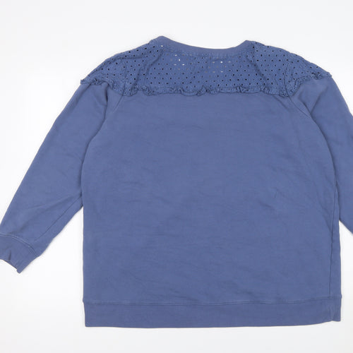 Next Women Blue Lace Yoke Long Sleeve Pullover Sweatshirt Size 22