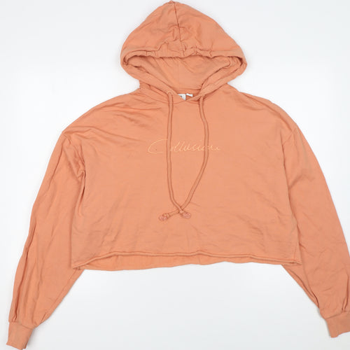 Collusion Women's Orange Cropped Hoodie UK 8 100% Cotton