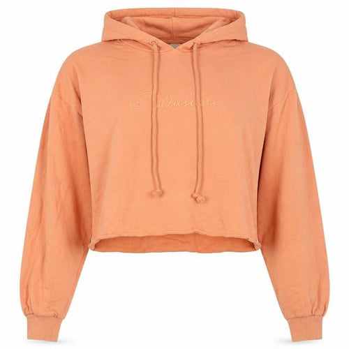 Collusion Women's Orange Cropped Hoodie UK 8 100% Cotton
