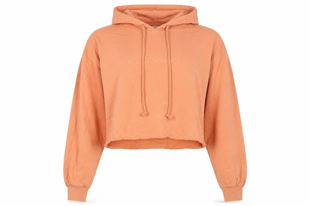Collusion Women's Orange Cropped Hoodie UK 8 100% Cotton