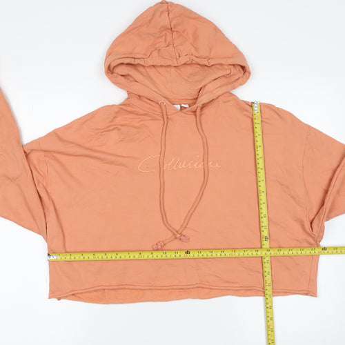 Collusion Women's Orange Cropped Hoodie UK 8 100% Cotton