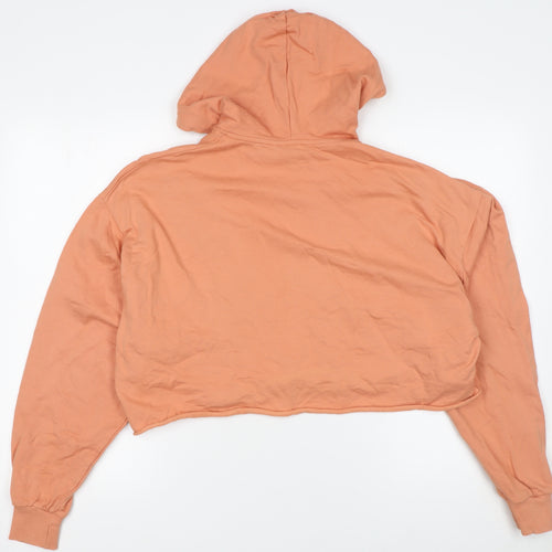 Collusion Women's Orange Cropped Hoodie UK 8 100% Cotton