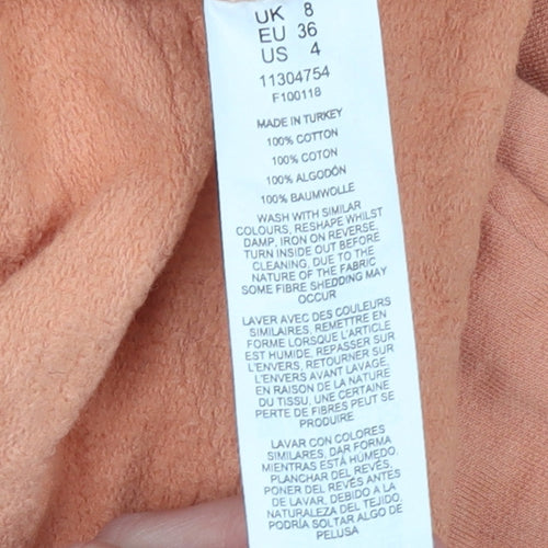 Collusion Women's Orange Cropped Hoodie UK 8 100% Cotton