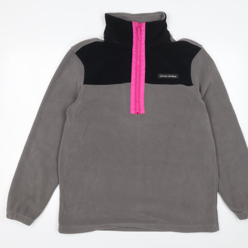L'Amore Couture Womens Grey Fleece 1/4 Zip Pullover Sweatshirt Size 10