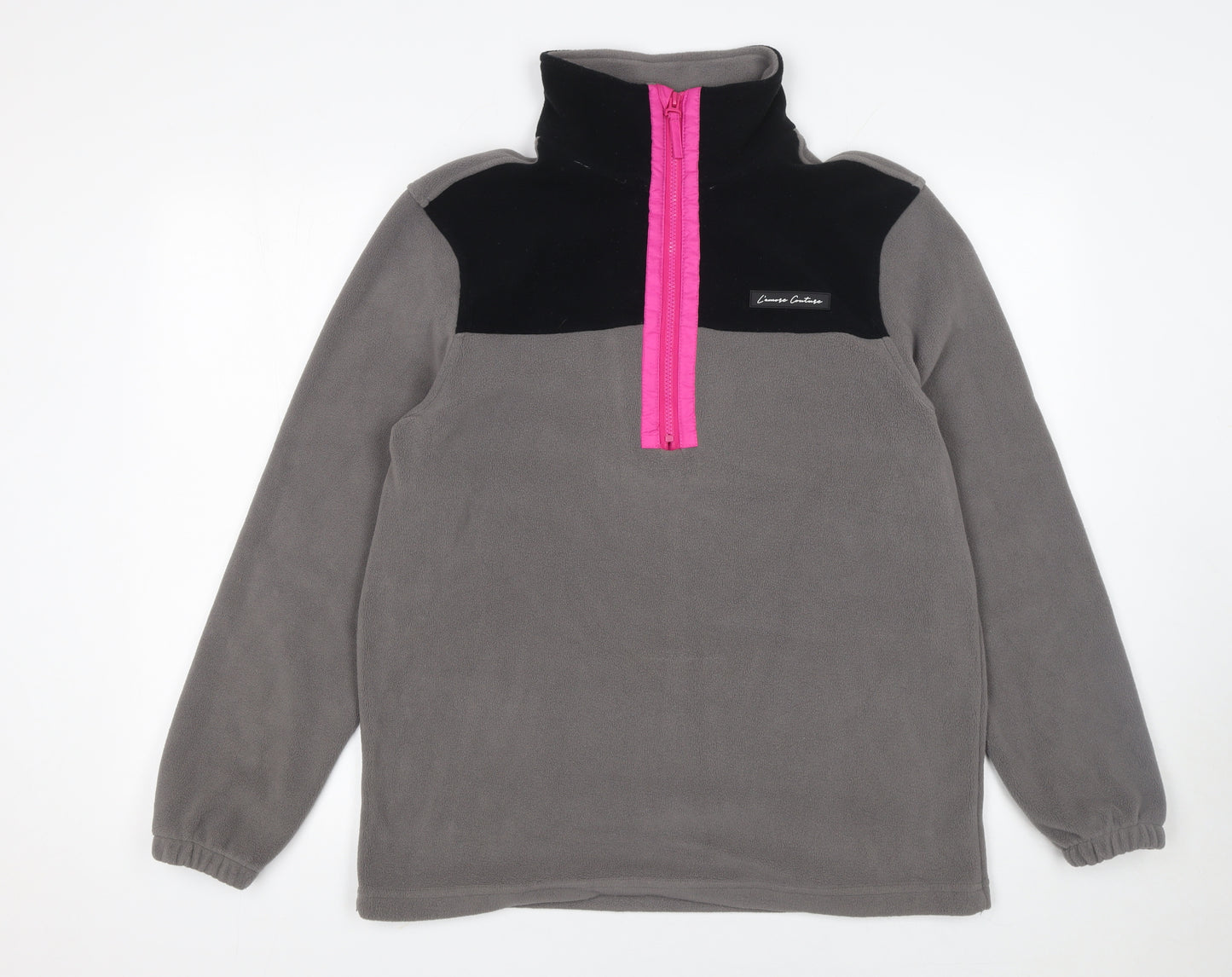 L'Amore Couture Womens Grey Fleece 1/4 Zip Pullover Sweatshirt Size 10