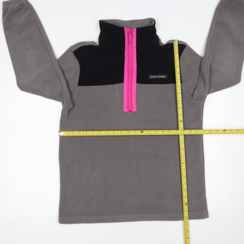 L'Amore Couture Womens Grey Fleece 1/4 Zip Pullover Sweatshirt Size 10