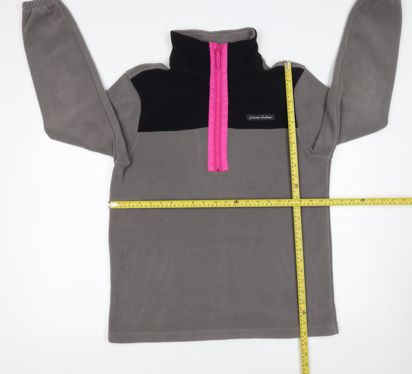 L'Amore Couture Womens Grey Fleece 1/4 Zip Pullover Sweatshirt Size 10