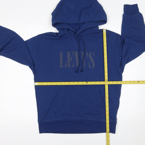 Levi's Men's Blue Pullover Hoodie S Logo Cotton Blend Fleece