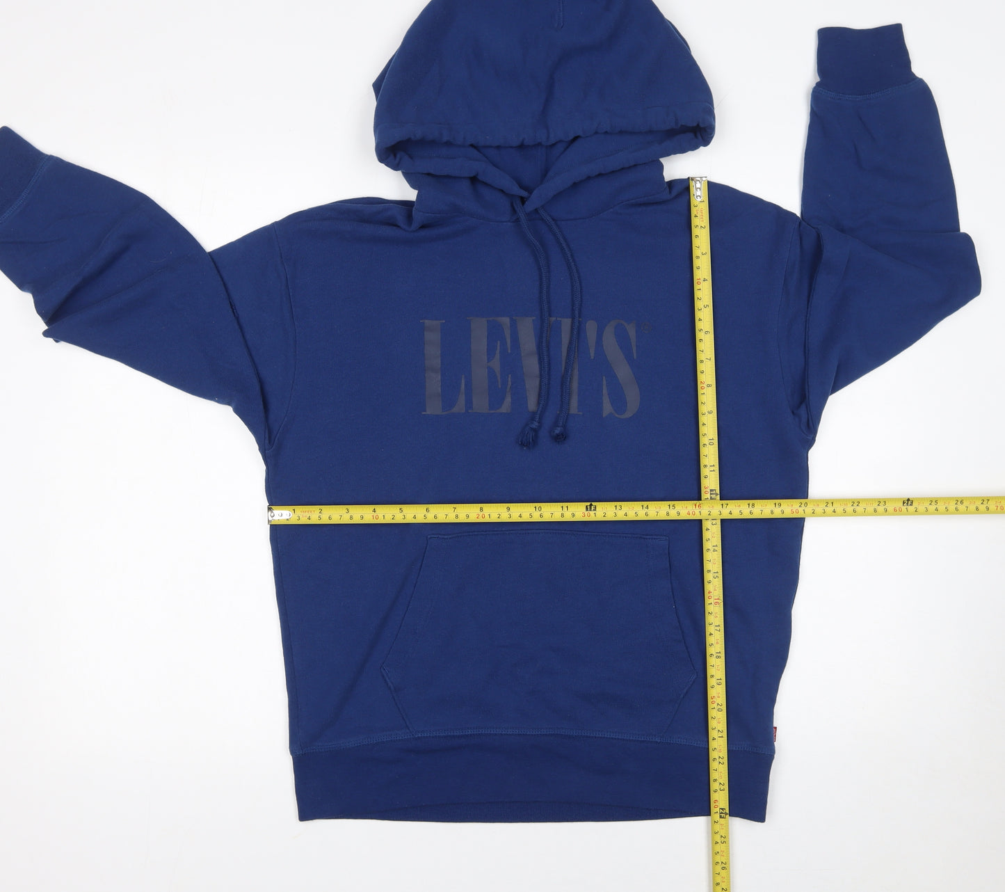Levi's Men's Blue Pullover Hoodie S Logo Cotton Blend Fleece