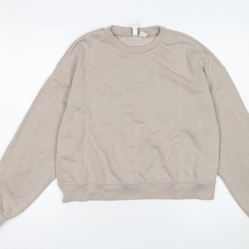 H&M Divided Women Beige Crew Neck Pullover Sweatshirt Size Small