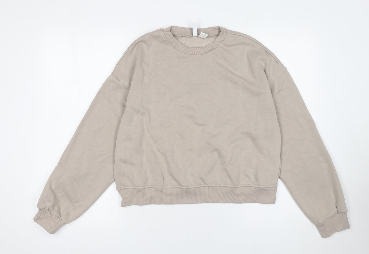 H&M Divided Women Beige Crew Neck Pullover Sweatshirt Size Small