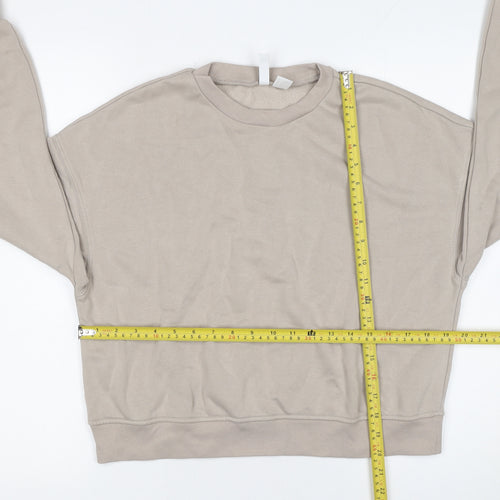 H&M Divided Women Beige Crew Neck Pullover Sweatshirt Size Small