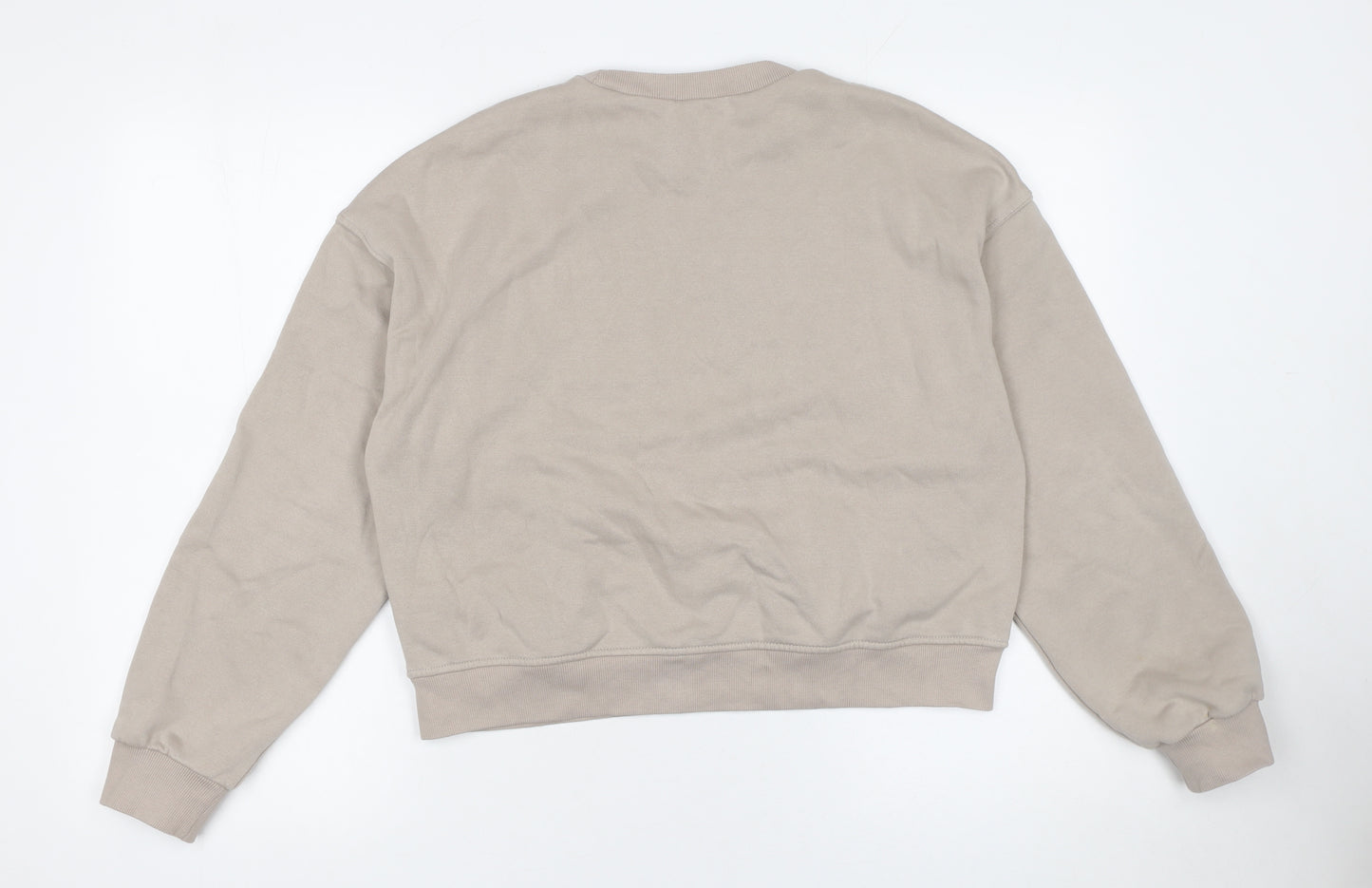 H&M Divided Women Beige Crew Neck Pullover Sweatshirt Size Small