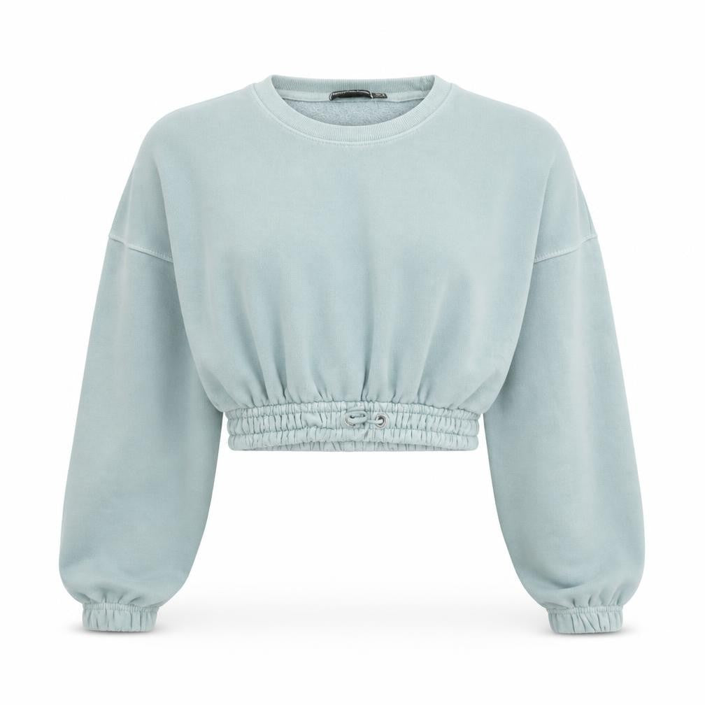 Front view of PRETTYLITTLETHING Women Blue Cropped Pullover Sweatshirt UK 4 Cotton Blend