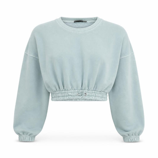 Front view of PRETTYLITTLETHING Women Blue Cropped Pullover Sweatshirt UK 4 Cotton Blend