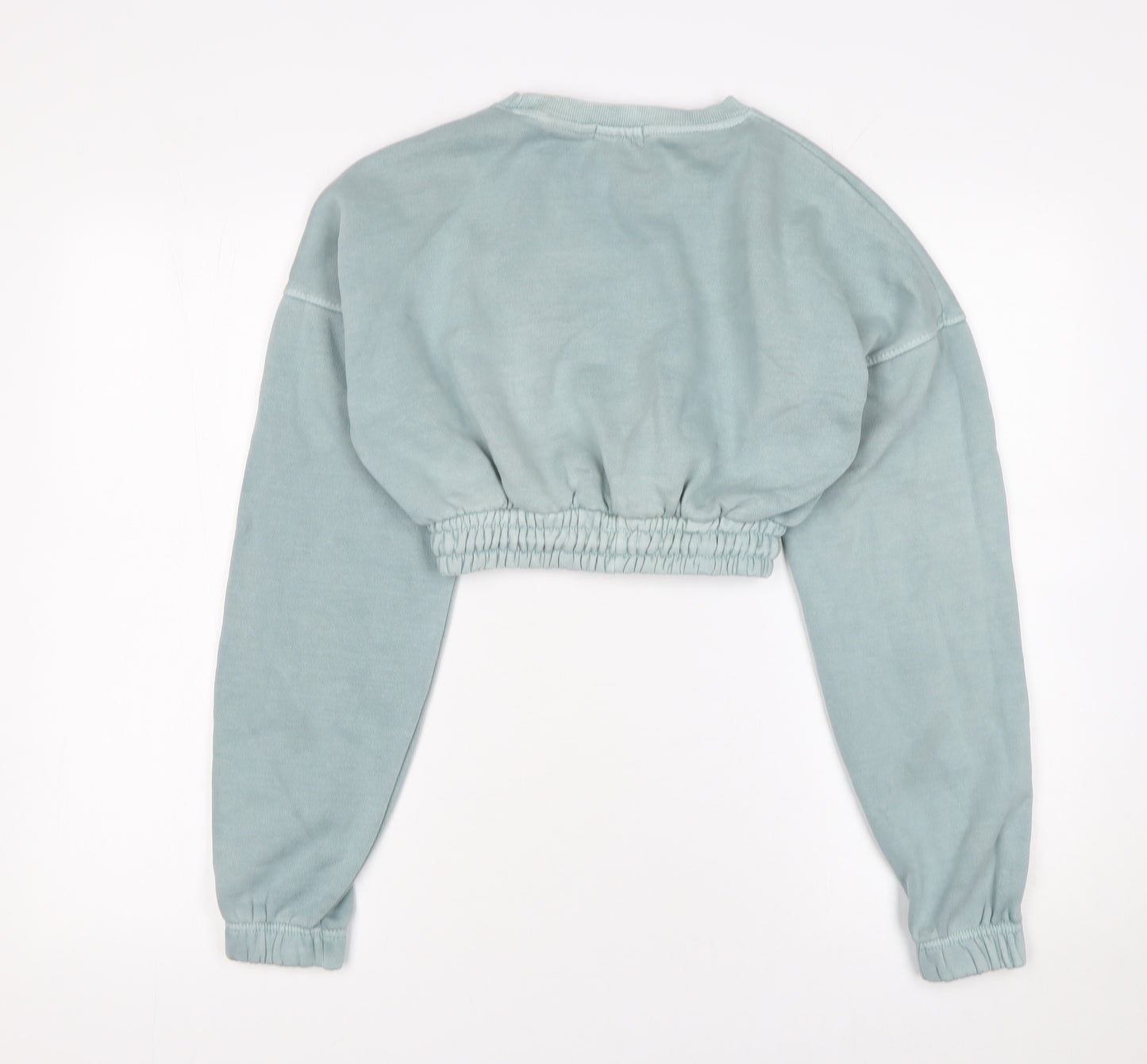 PrettyLittleThing Women Blue Cropped Pullover Sweatshirt UK 4 Cotton Blend
