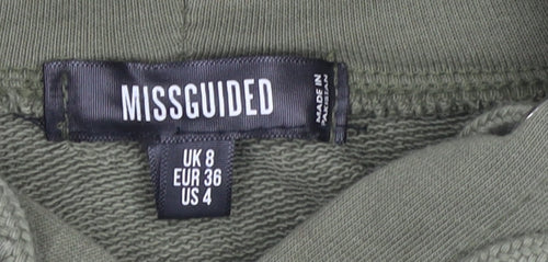 Missguided Womens Green UK 8 Pullover Hoodie Cotton Blend