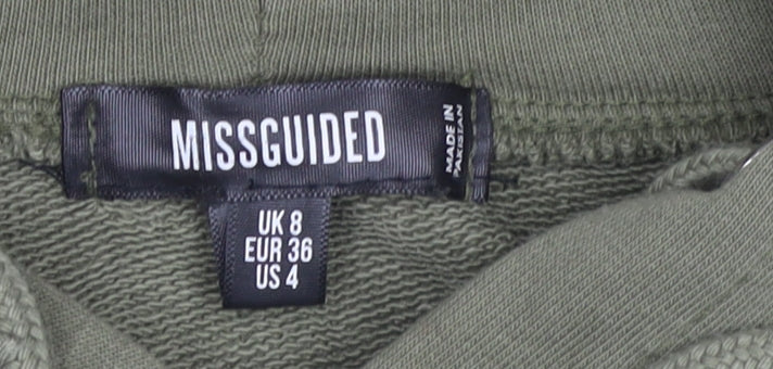Missguided Womens Green UK 8 Pullover Hoodie Cotton Blend