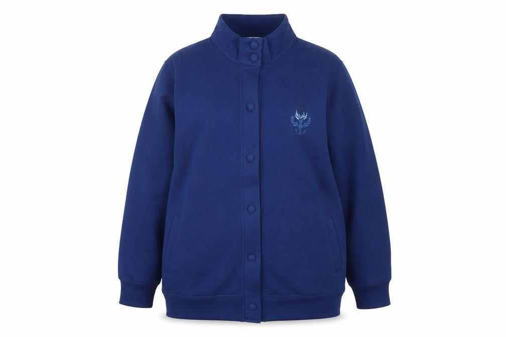 Front view of Jenny-Lee Women's Blue Button-Up Sweatshirt, size 20