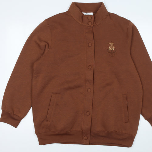 Jenny-Lee Women Brown Embroidered Button Sweatshirt Size 20