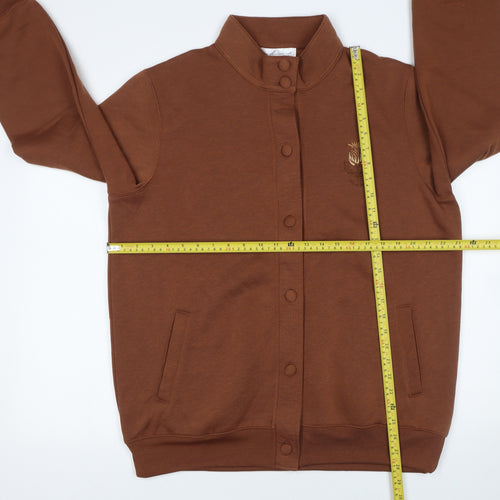 Jenny-Lee Women Brown Embroidered Button Sweatshirt Size 20