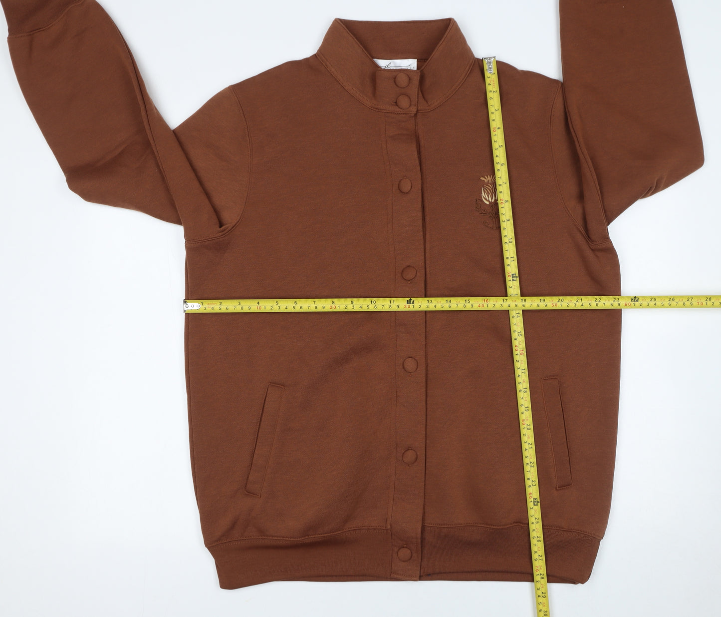 Jenny-Lee Women Brown Embroidered Button Sweatshirt Size 20