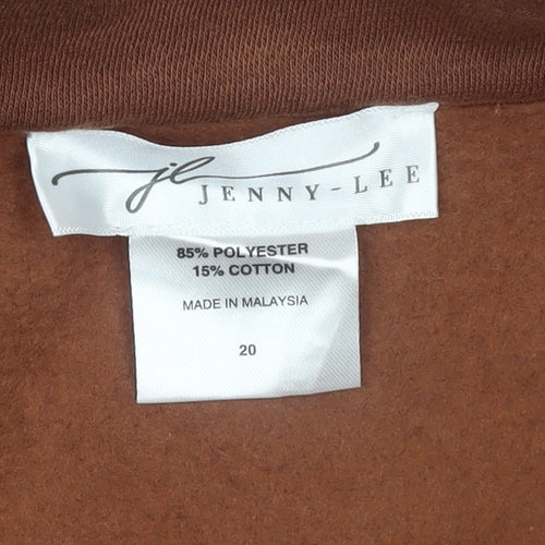 Jenny-Lee Women Brown Embroidered Button Sweatshirt Size 20