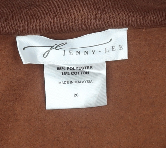 Jenny-Lee Women Brown Embroidered Button Sweatshirt Size 20