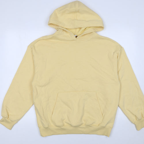 Marks and Spencer Women Yellow Pullover Hoodie Small Cotton Blend
