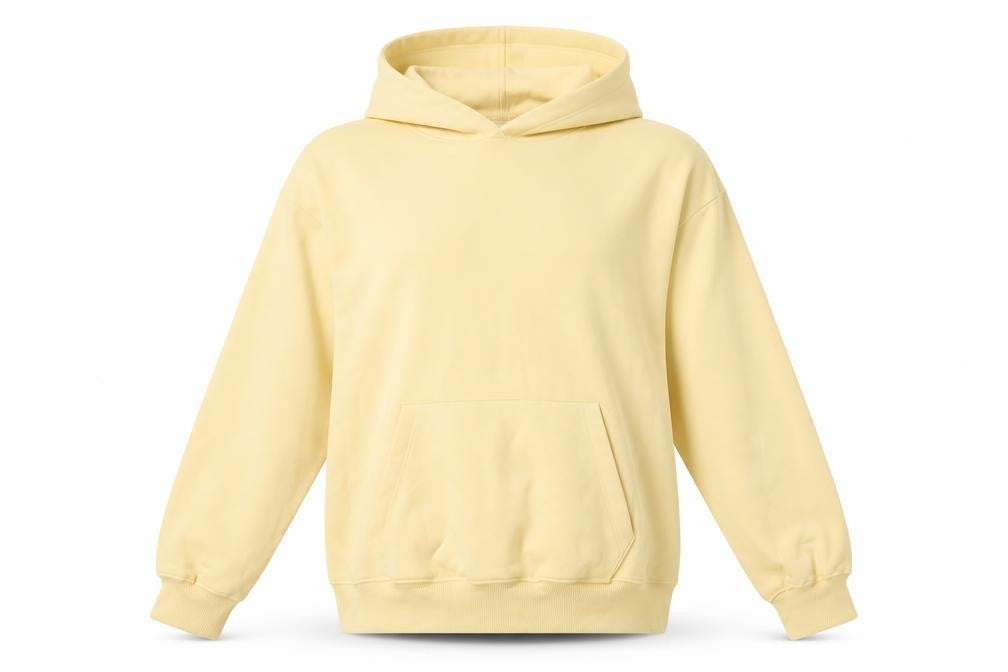 Front view of Marks & Spencer Women Yellow Pullover Hoodie Small Cotton Blend