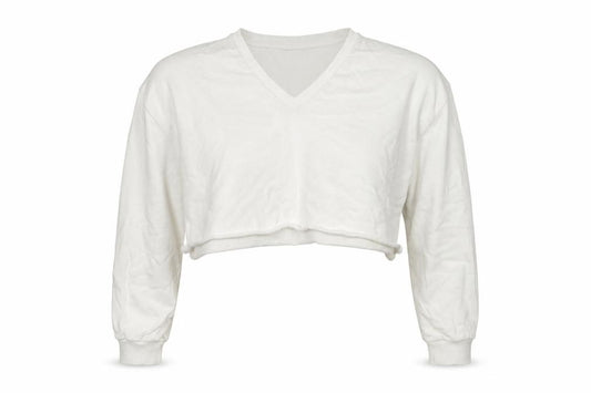 Front view of ASOS Design Women’s Ivory Cropped Pullover Sweatshirt, size M