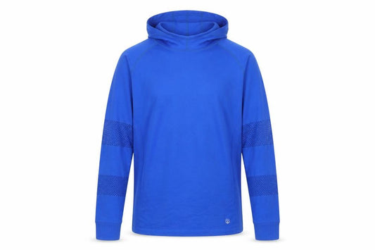 Front view of Dunnes men’s blue athletic fit pullover hoodie, size M